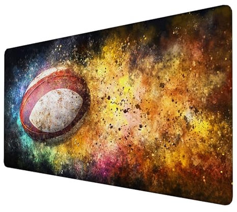 Alfombrilla Ratón, Alfombrilla Ratón XXL Gaming Tapete Escritorio Ordenador (1400x600x3mm) Protector Escritorio Alfombrilla, para Ratón Láser y Óptico (Fútbol americano) mousepad (Amarillo) 4-J-2