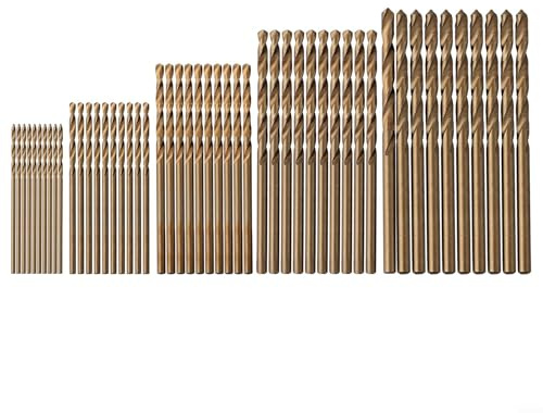 Set di 50 punte per trapano HSS M35 al cobalto per acciaio inossidabile e metalli resistenti, dimensioni da 1 mm a 3 mm, con punta a punto diviso a 135 gradi