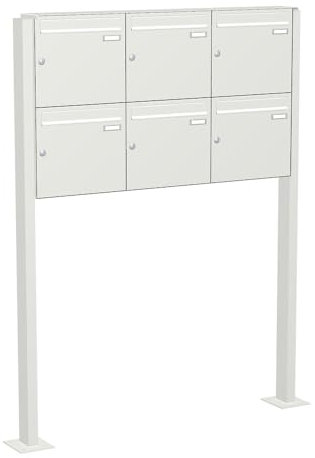 Briefkastenanlage | KNOBLOCH | Freistehend zum Aufschrauben | Weiß | 6-Fach | senkrechte Kästen