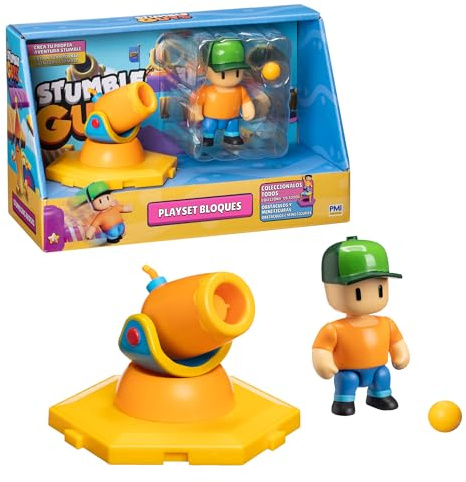 Bizak Stumble Guys Playset con figura snodata da 7,5 cm, ricrea scene del Videogioco, Mr. Stumble con Canon, ragazzi e Ragazze da 8 anni, (64119201)