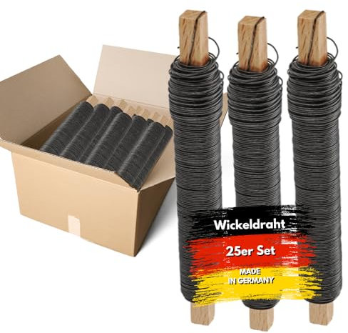 JK Trends Premium Wickeldraht blaugeglüht 1000 m - 25er Set ⌀ 0,65mm - Basteldraht für Blumen, Garten, Haushalt, Werkstatt, Hobby, Bastelspaß, langlebiges Werkzeug für viele Anwendungen