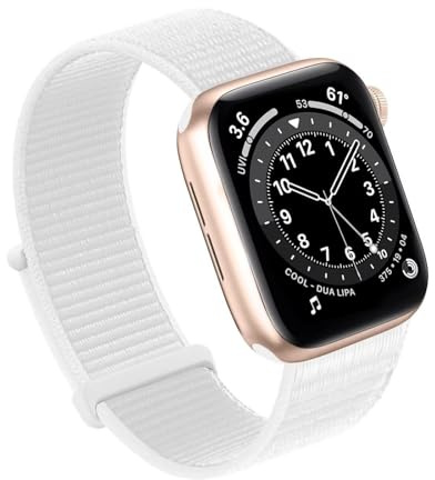 EKSIL För Apple Watch Band 49MM 45MM 44MM 42MM 41MM 40MM 38MM, Dam Herr Sport Nylon Loop Band För IWatch Series Ultra 8 7 6 5 4 3 2 1 SE(White,42/44/45/49mm)