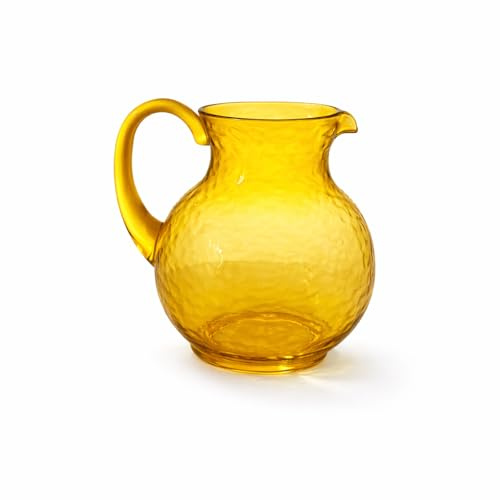 ARCA, Caraffa 2 Litri in Plastica Acrilica, Brocca per Acqua, Succhi di Frutta, Cocktail e Altre Bevande, Collezione Hammered, Colore Ambra