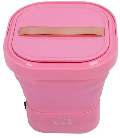 Faltbare Waschmaschine, faltbare Waschmaschine, faltbarer Waschtrockner, wiederaufladbar, tragbar, Mini-Unterwäsche, Waschmaschine für Reisen, Camping, Wohnung (Rosa)