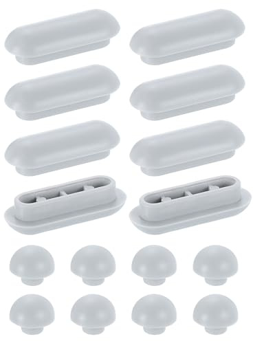 QUARKZMAN 8Set Paraurti Per Sedile WC, Kit Paraurti Antiscivolo Per Sedile WC In Plastica, Paraurti Universali Per Coperchio WC In Gomma Per Casa Hotel, Grigio