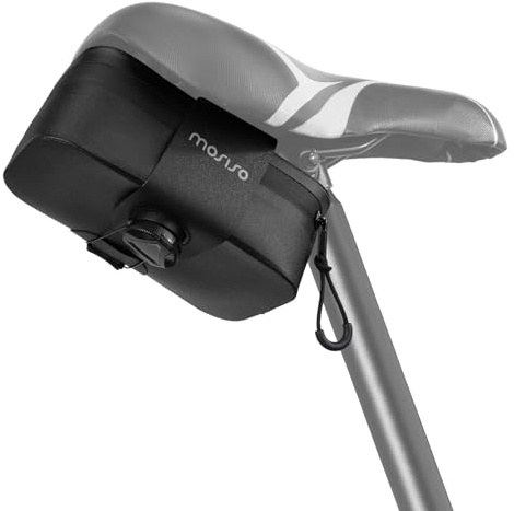 MOSISO Bike Seat Bag, Waterproof Small Bike Tail Bag Bicycle Under Seat Bag, 0.5L Lightweight Bicycle Cuboid Storage Bag Cycling Accessories Pouch for Road Mountain Cycling, Black