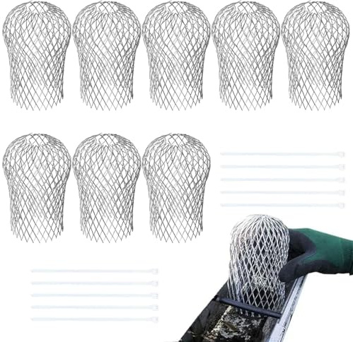 Dachrinnen Laubschutz,8pcs Laubschutz Regenrinne,Fallrohrschutz Dachrinnenschutz,Laubschutzgitter Dachrinne,Laubschutz Dachrinne Fallrohr,Aluminium Regenrohrschutz,Filtergitter Rinnensieb