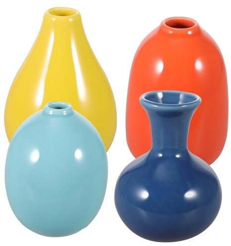 Vaguelly 4 Vasi da Tavolo in Ceramica, Vaso Moderno Decorativo per Fiori Secchi e Composizioni, Stile Nordico per Casa e Scrivania
