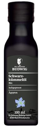 Dr. Budwig Premium Bio Schwarzkümmelöl gefiltert (100ml) | Nigella sativa - ätherisches Öl aus Ägypten - Vitamin E - 240mg Thymochinon - Linolsäure - kaltgepresst - laborgeprüft