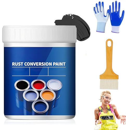 Weatherproof Rust Converter Paint for Metal,Water-Based Anti-Rust Paint,Metal Rusts Conversion Agent,Quick Drying Rusts Remover,Long-Lasting Prevention & Protection (Black, 17.6 OZ)
