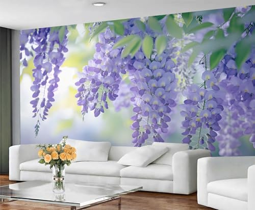 YXQAIED Lilac Wallpaper, Purple Floral Wallpaper for Living Room, Japanese Lilac Tree Bedroom Wallpapers, Wall Murals for Apartment & Room Decor (Not Peel and Stick)