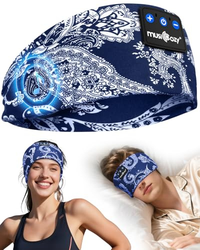 MUSICOZY Sleep Headphones Headband for Side Sleepers Bluetooth 5.4 | Comfortable Headband Headphones With Ultra-Thin Speakers. Perfect For Light/Hot Sleepers, Sport, Travel, Nap & Relaxation