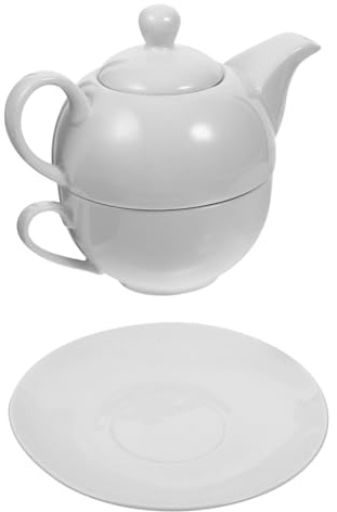 Lurrose Porcelana y Café Tetera Pequeña Blanca Set Individual Estilo Inglés para Infusiones Diseño Antiquemaduras para Degustación Relajada
