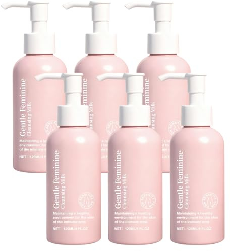 Sanfte feminine Reinigungsmilch, pH-ausgewogenes Intimwaschmittel für empfindliche Haut, feuchtigkeitsspendender täglicher Reiniger mit geruchskontrollierender Formel für Komfort und Balance (6pcs)