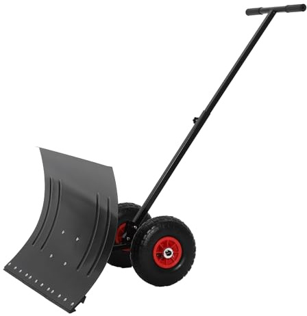 Garvee Robuster Schneeschieber mit Rädern – 29 Zoll breite, | verstellbare Schneeschaufel mit ergonomischem, höhenverstellbarem Griff, rückenschonender Schneepflug für Auffahrt, Gehweg
