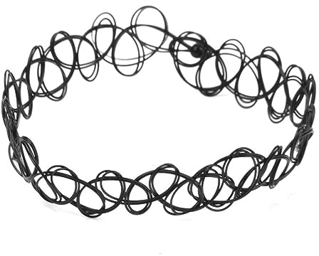 Bracelet de cheville élastique style rétro années 80 90 en plastique noir tatouage au henné