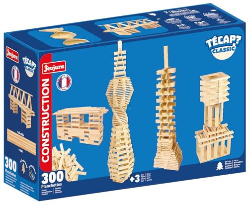 Jeujura - TECAP Classic - 300 Pièces - Jeu de Construction dès 3 Ans - 8303 | Planchettes en bois - Jeu d’équilibre créatif et imagination - Modèles Inclus - Idée cadeau enfant - Fabriqué en France