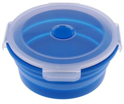 lopituwe Cuenco plegable de silicona apto para viajes. Cuencos plegables para acampar. Cuenco de silicona duradero de grado alimenticio para acampar. plegable, Azul, 600 ml