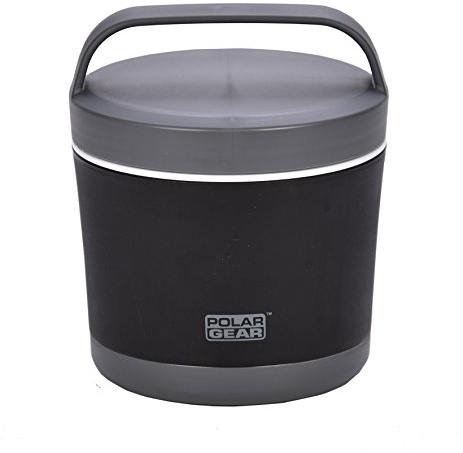Polar Gear Insulated Microwave Bowl – Double Layer Soup & Food Container with Spoon & Fork – for Work, School & Travelling – Black/Grey, 500ml