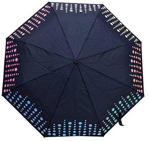 Regenschirm Taschenschirm Damen Auf-Zu-Automatik Farbwechsel Dunkelblau