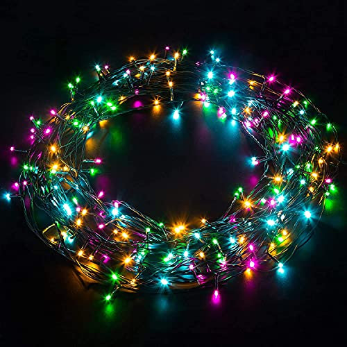 Elegear 20M 200 LED Luces Navidad con Enchufe, Luz Arbol Natal Exterior Impermeable con 8 Modos para Fiesta, Casa, Boda, Jardín y Decoración Interior, Guirnalda Cadena Luminosas de Hada, Colores