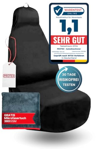 PROTEX® Autositzschoner [Testsieger 2025] Werkstattschoner - Rutsch- und wasserfestes, schmutzabweisendes Material - Ideale Passform - schwarz (1 Stück)