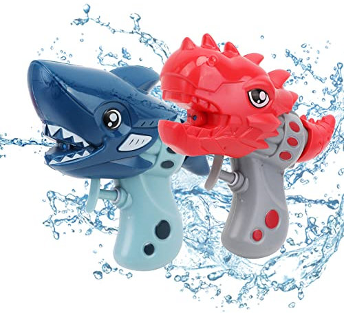 2Pack Pistola de Agua, Juguete Pistola de Agua para niños Pistola de agua estilo dinosaurio y Tiburón Water Pistol Squirt Gun Juguete de Verano para Piscina Playa Juego de Lucha Agua para Niñas Niños