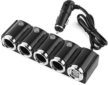 Répartiteur de Prise Allume-cigare 12 V, Prise de Voiture 4 Voies DC 12 V/24 V USB 4 Voies pour Allume-cigare de Voiture Répartiteur Adaptateur de Chargeur D'alimentation Populaire 12 V Multiprise 4 V