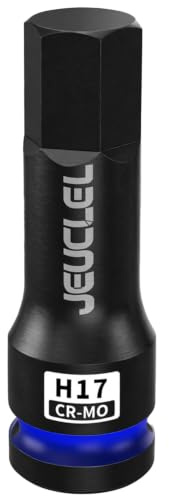 JEUCLEL 17 mm Hex Impact Bit Uttag, H17 0,5 tum Engångsuttag, Cr-Mo