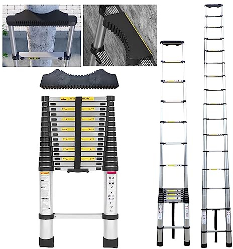 Hooha Aluminium Teleskopleiter Hohe Klappbar 6,3M mit Anti-rutsch Gummipuffer Leiter fur Dachbodenleiter Belastung Max. 150kg Zertifikat EN131