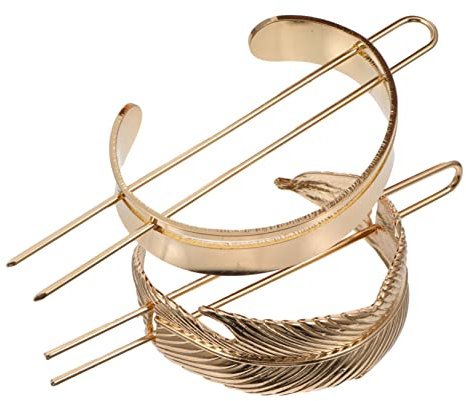 Mikinona Haarnadeln 2 Stück Haarmanschette Dutt Hohe Legierung Goldfarben Frauen Haarknotenhalter Für Haartypen Party Hochzeit Alltag