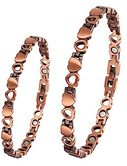 YINOX Pure Kupfer Frauen magnetische Schmuck Set, 3500 Gauss magnetische Frauen Schmuck, herzförmige Mode Schmuck