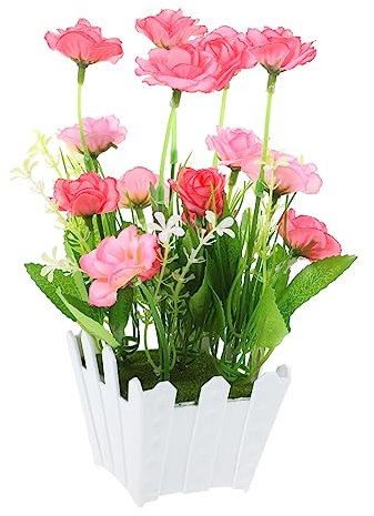 OFFSCH 2sätze Künstliche Topfpflanze Aus Kunststoff Und Seidenblumen Für Langlebige Dekoration Im Wohnzimmer Bücherregal Oder Küche