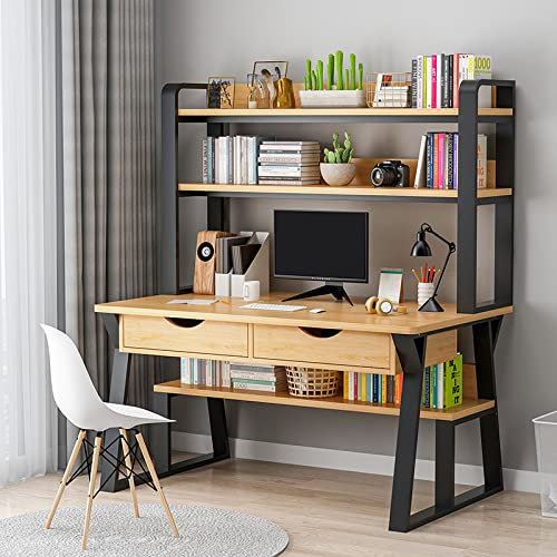 KAZUP Computertisch mit Ablageflächen und 2 Schubladen, Heimbüro-Schreibtisch, Schreibtisch, Arbeitszimmer, moderner, Schlichter Laptop-Schreibtisch (31 Zoll, Birne)