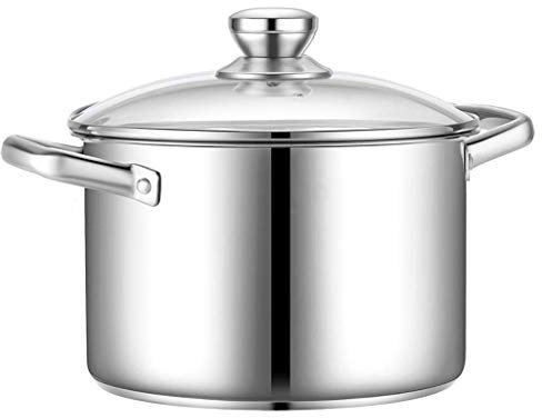 OQHAIR Olla para guisar, cazuela de Acero Inoxidable con Vidrio Templado