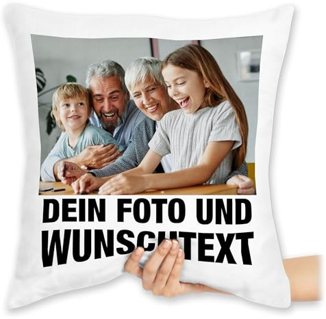 Kissen 40x40 Zierkissen - Mit Foto I Eigenem Bild I Text I Name I Wunschtext - 40 x 40 cm - Weiß - fotokissen selbst gestalten photokissen personalisiertes Photo kissen40x40cm „fotokissen