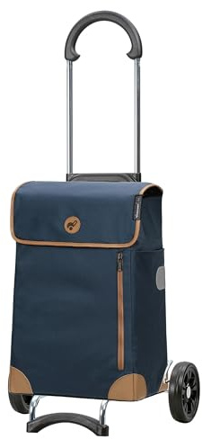 ANDERSEN Einkaufstrolley - Scala Shopper Weda blau | mit Flüsterrädern, klappbar, aus Stahl, bis 40 kg - Tasche sehr kompakt, Seitenfach, Reflektoren, 36 L