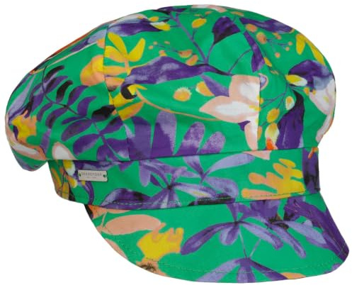 Seeberger Colour Flowers Ballonmütze Schirmmütze Schildmütze Baumwollcap Baker-Boy-Mütze Newsboy Cap Damen - mit Schirm, Futter Sommer Frühling-Sommer