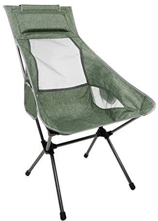 DRMEE Klappstuhl Angelstuhl Outdoor-Campingstuhl Mit Hoher Rückenlehne, Tragbarer Klappsitz Mit Mesh-Rückenlehne, Camping-Angelhocker Mit Gestepptem Kissen Camping Stuhl (Color : Grün)