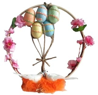 Decorazioni pasquali Ghirlanda fuoriporta uova di pasqua colomba fiori pesco d27 corona ornamento da appendere addobbi primavera