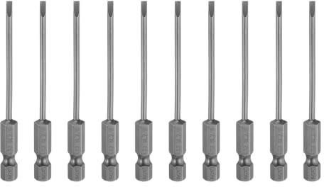 QUARKZMAN 10Pcs Embouts de Tournevis à Fente Magnétiques Sl2,5 en Acier S2 pour Tournevis à Tête Plate 2,5 mm avec Tige Hexagonale de 1/4 Industrielle pour Vis de Fixation de 3 de Long