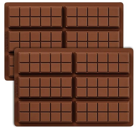 LHOEST Molde de Chocolate Silicona Cuadrado, 2 Piezas Sin BPA para Pralinés y Tabletas, Dubai