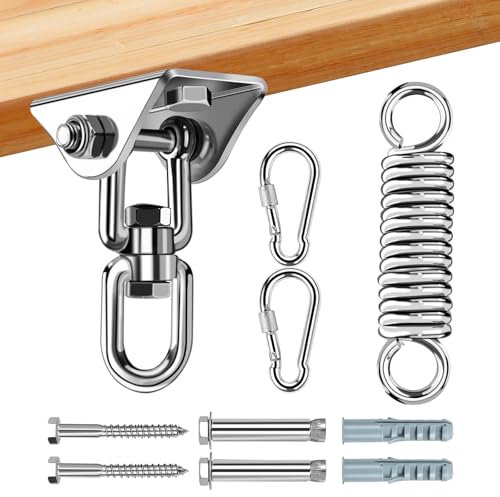 MUUKAIII Deckenhaken Hängesessel Schwingfeder 360° Dreh Schaukelhaken Edelstahl 450KG Kapazität Deckenhalterung Deckenhaken Schwerlast Schwerlasthaken Decke Beton für Hängematte Boxsack Yoga