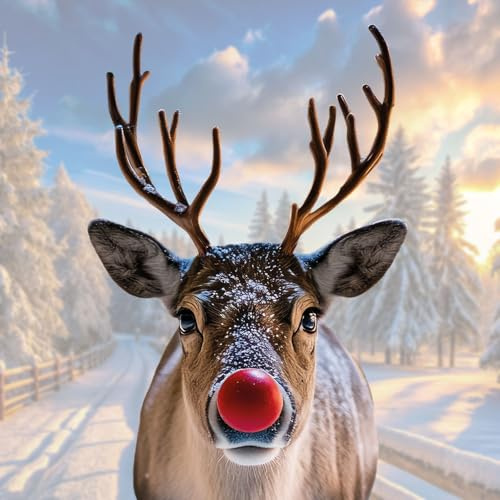 younikat Fensterbild Weihnachten Rentier UV-beständig - dv1515 | UV-beständig, glänzende Oberfläche, Doppelseitig, Statische Haftung ohne Klebstoff, Wiederablösbar