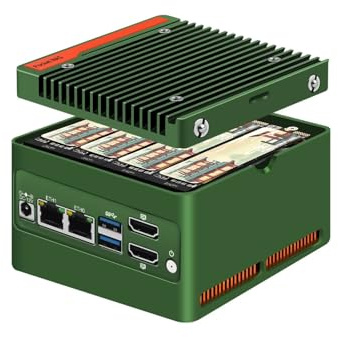 SJRC 4 Bay NAS Mini PC N200, 4 x NVMe Micro Server für Heim-Desktop-Computer, Dual i226-V 2.5GbE LAN Kleiner PC Mit USB3.2, Unterstützt WiFi7/BT5.4, Barebone Ohne RAM/SSD/OS