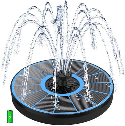 SZMP 3.5W Fontana Solare per Esterni, 2025 Nuovo Fontana da Giardino Esterno con 2000mAh Batteria, 8 Ugelli Pompa ad Acqua Solare per Bagno per Uccelli,Acquario,Stagno o Decorazione del Giardino
