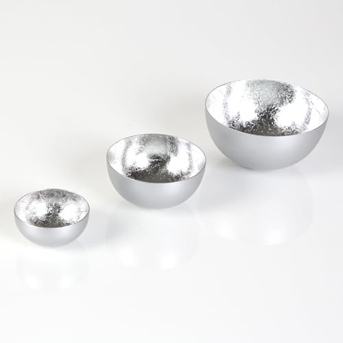 Moderne Teelicht-Schalen Metall Silber Urban Kerzen-Schale Teelichthalter Industrial Grau 3er-Set