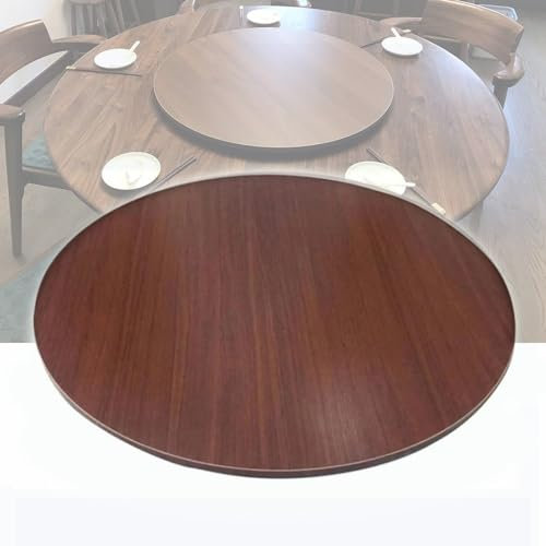 Grand plateau de service rond en acajou massif de 91,4 cm pour table de salle à manger, maison, salle à manger essentielle