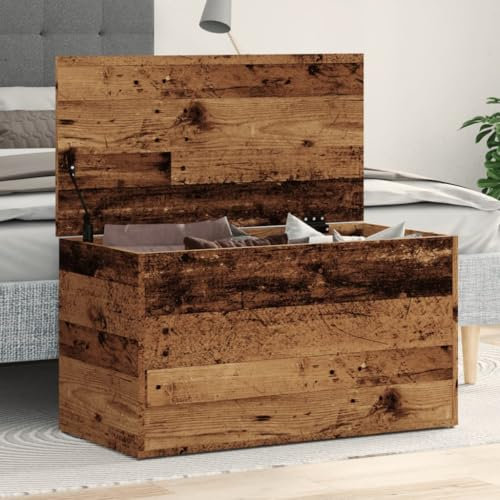 LLEZKBR Schränke & Aufbewahrung, Aufbewahrungskisten, Spielzeugtruhe, Altes Holz, 84 x 42 x 46 cm, Holzwerkstoff