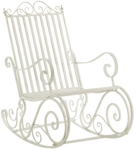 il genio online Schaukelstuhl Smilla Landhausstil Nostalgie I Klassischer Schaukelstuhl aus Eisen I Schaukelstuhl Design Farbe (Antik-Weiß)